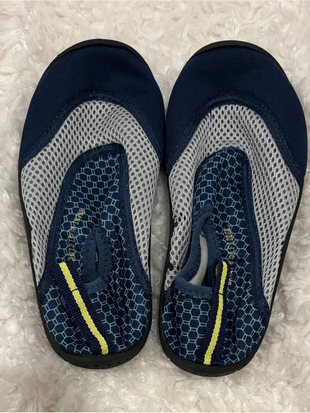 Kids Navy and Gray Water Shoes with Yellow Accent